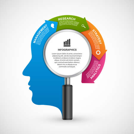 Vector infographic template business silhouette head.のイラスト素材