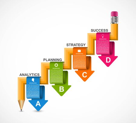 Educational Infographics template with colored arrows.のイラスト素材