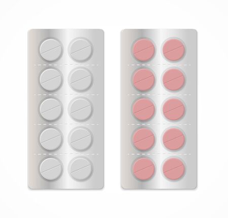 Pills in a blister pack. Vector illustrationのイラスト素材
