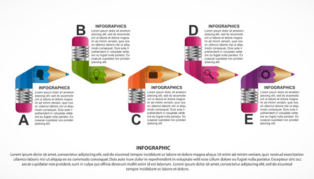 Infographics template with colored pencil. Infographics for business presentations or information banner.のイラスト素材