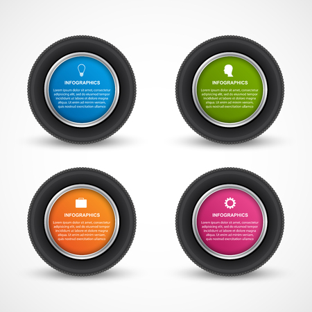 Car Wheel Infographic Design Template. Vector illustration.のイラスト素材