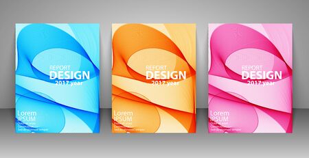 Brochure with futuristic colorful background. Report, flyer, business layout, presentation template A4 size. Vector illustration.のイラスト素材