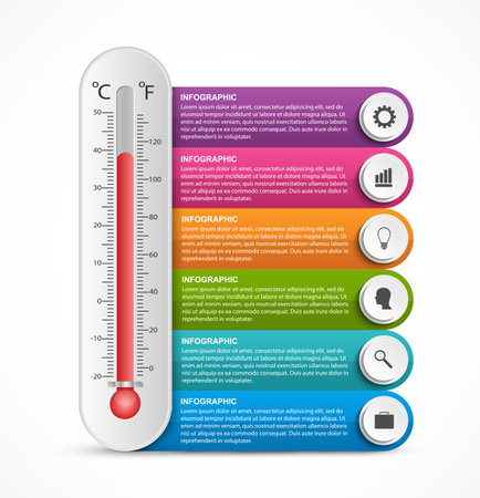 Infographics thermometer design template.のイラスト素材