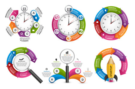 Collection infographics. Vector design elements. Infographics for business presentations or information banner, workflow layout, flow chart.のイラスト素材