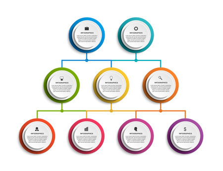 Infographic design organization chart template for business presentations, information banner, timeline or web design.のイラスト素材