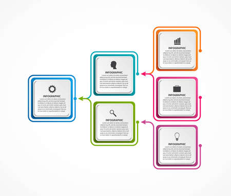 Infographic design organization chart template for business presentations, information banner, timeline or web design.のイラスト素材