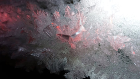 Macro photography of ice growths in a caveの写真素材