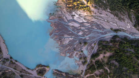 View of the mountain lake Issyk from a height.の写真素材