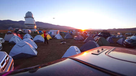 Sunrise over the camp near the Assi Observatoryの写真素材