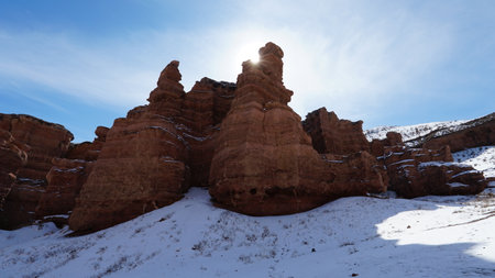 Grand Canyon Charyn. Orange cliffs and rocksの写真素材