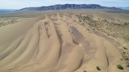 A large sandy dune in the middle of the steppeの写真素材