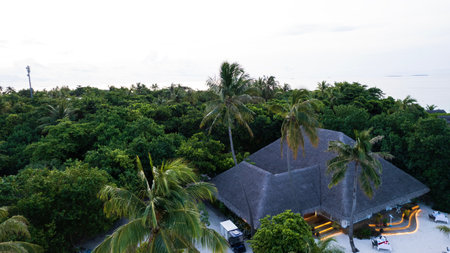 A house hidden in the greenery of the islandの写真素材