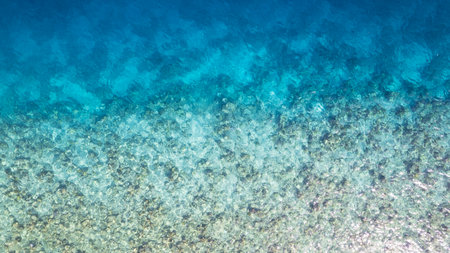 Top view of the turquoise gradient water colorの写真素材