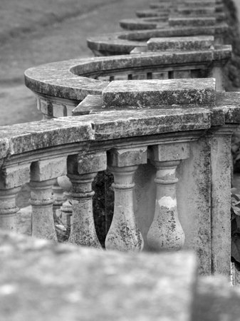 Stone fencing in `Petergof` park, St.Petersburg, Russia