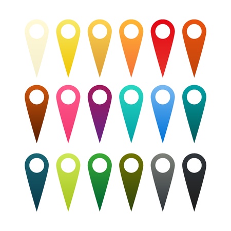 Set of 18 isolated pins in different colorsのイラスト素材