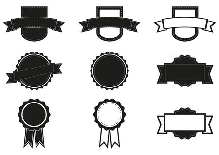 Isolated set of 12 black and white badgesのイラスト素材
