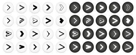 Big set of black and white isolated simple circle shape internet buttons with light shadow