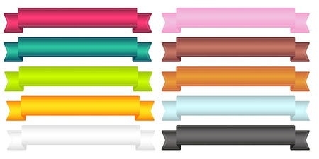 Set of 10 isolated ribbons in different colorsのイラスト素材