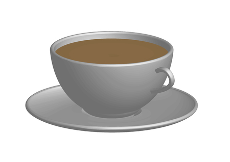 Isolated simple 3d cup of coffee with saucerのイラスト素材