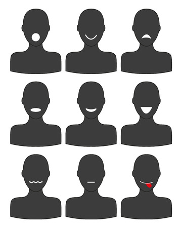 Set of isolated silhouettes in different moodsのイラスト素材