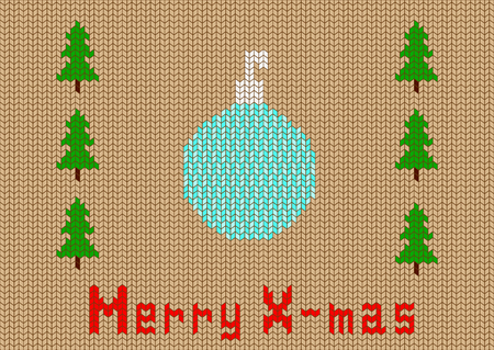 Simple knitted styled background wishing Merry Christmasのイラスト素材