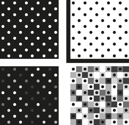 Collection of 4 isolated seamless greyscale polka dot patternsのイラスト素材