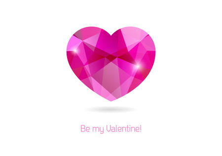 Valentine card with big pink heart in origami  polygon  styleのイラスト素材