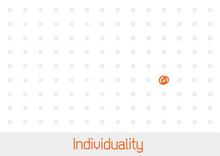 Concept of Individuality - one outstanding point in a field of grey squaresのイラスト素材