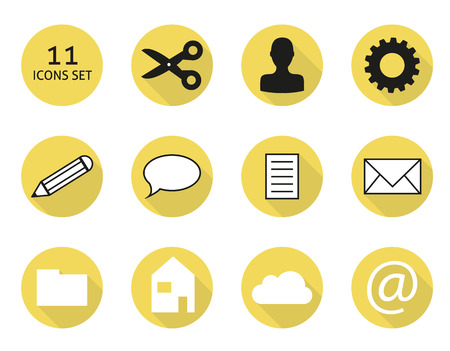 Set of isolated 11 icons  buttons  in flat styleのイラスト素材