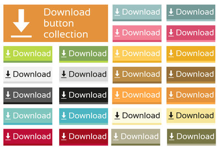 Huge set of 24 isolated flat download buttons in different colorsのイラスト素材