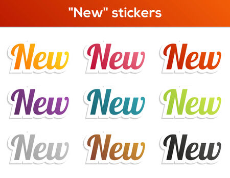 Set of 9 isolated stickers with New textのイラスト素材