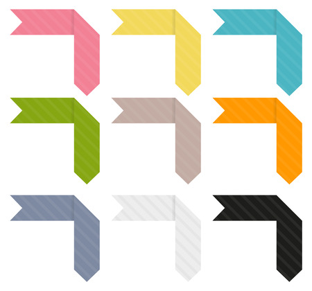 Set of 9 isolated  zahnute  arrows in different colorsのイラスト素材