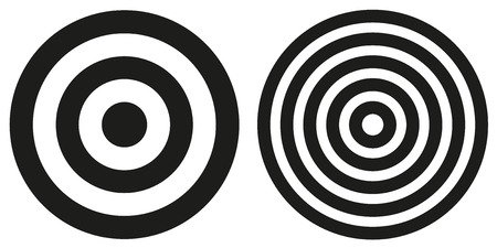 Set of 2 isolated simple black and white bullseye targetsのイラスト素材