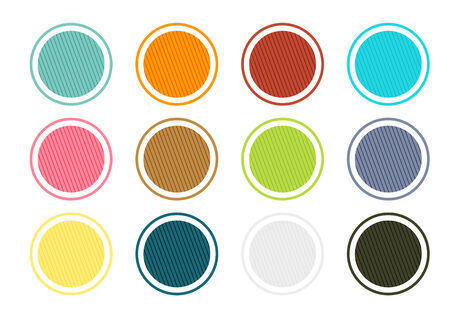 Set of 12 isolated rounded buttons in vintage colorsのイラスト素材