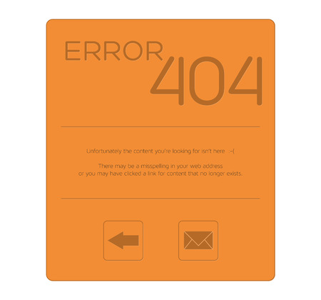 Orange error 404 with nice message and two icons - for mail and for backのイラスト素材