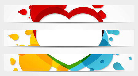 Set of 3 colorful full banners for your website - heart (Valentine) styleのイラスト素材