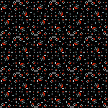 Seamless pattern with smiley monster faces and spare eyesのイラスト素材