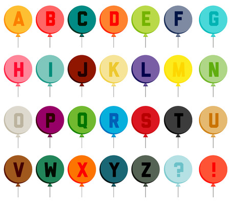 Set of colorful flat balloons with all the letters of alphabetのイラスト素材