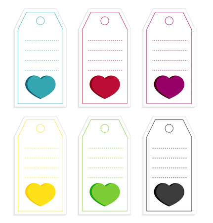 Set of 6 isolated price tags with big heartsのイラスト素材