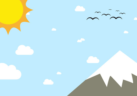 Landscape with peak of the mountain during sunny day with a lot fo copyspaceのイラスト素材