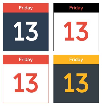 Set of 4 isolated calendar sheets with dat Friday 13thのイラスト素材