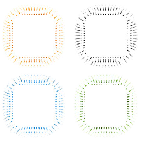 Set of 4 isolated colorful halftone frames for your designのイラスト素材