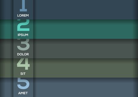 Background with 5 dark horizontal stripes with numbers and enough copyspace not only for your infographicのイラスト素材