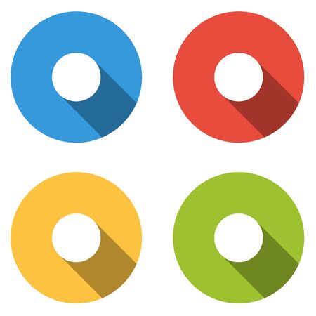 Set of four colorful buttons isolated flat icons for record part of media player icon setのイラスト素材
