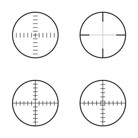 Set of 4 isolated round black crosshairsのイラスト素材