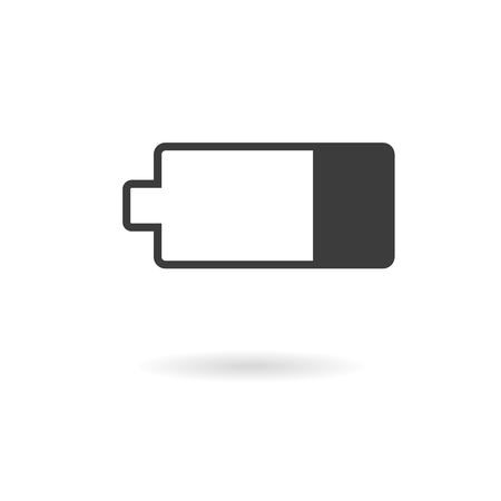 Isolated dark grey icon of third charged battery on white background with shadowのイラスト素材