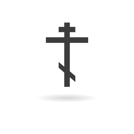 Isolated dark grey icon for orthodox cross on white background with shadowのイラスト素材