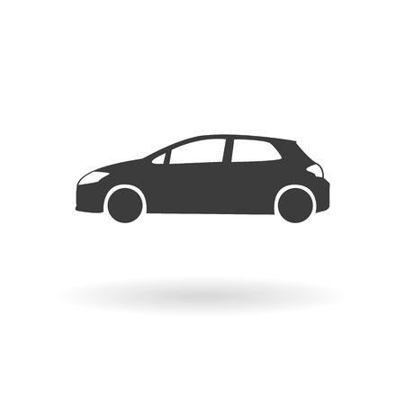 Isolated dark grey icon for hatchback car - cargo, transport, etc. on white background with shadowのイラスト素材
