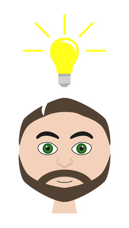 Isolated vector illustration of man with lightbulb idea symbolizationのイラスト素材