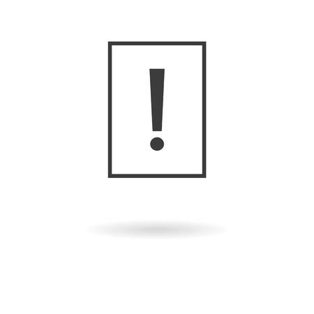 Isolated dark gray icon for file with exclamation mark Important Information on a white background with shadowのイラスト素材